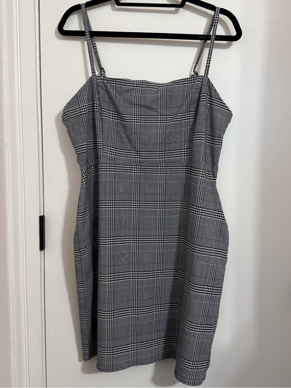 Mini Dress in Black Grey & White Glen Plaid